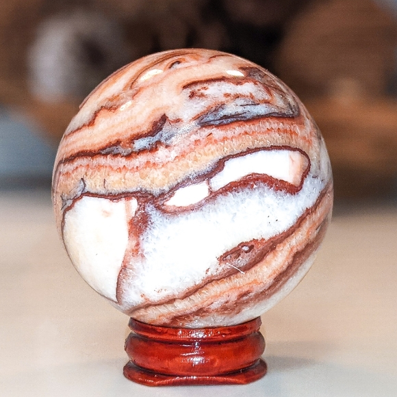 7cm Rhodochrosite Crystal Pork Stone Gemstone Sphere Over 300g! - Picture 5 of 8